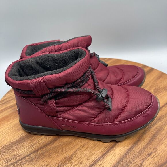 Sorel Whitney Short Snow Ankle Boot Burgundy Size 7 Toggle Lace Waterproof - Picture 1 of 8